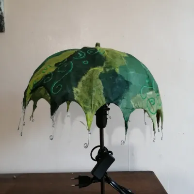 Lampe parapluis verte carre